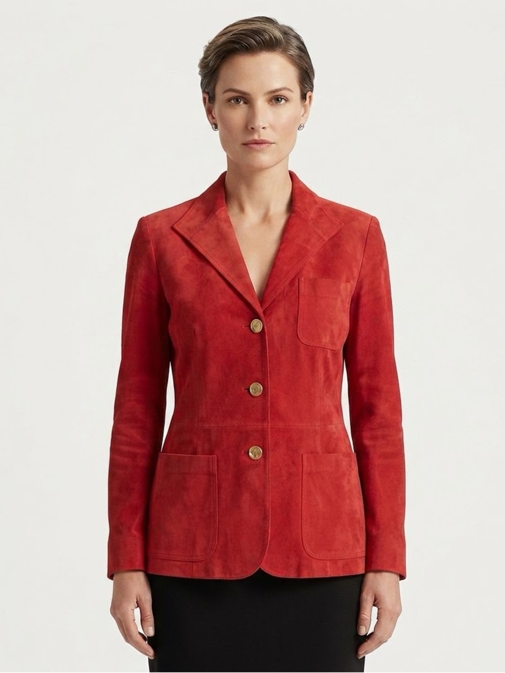 Vintage 70s Roth-Le Cover I Magnin Red Ultrasuede Blazer Jacket Size 6 USA